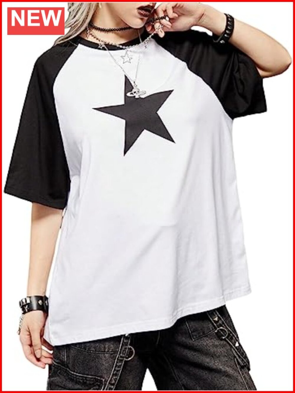 Womens Graphic Oversized Drop Shoulder T-Shirt Loose Fit